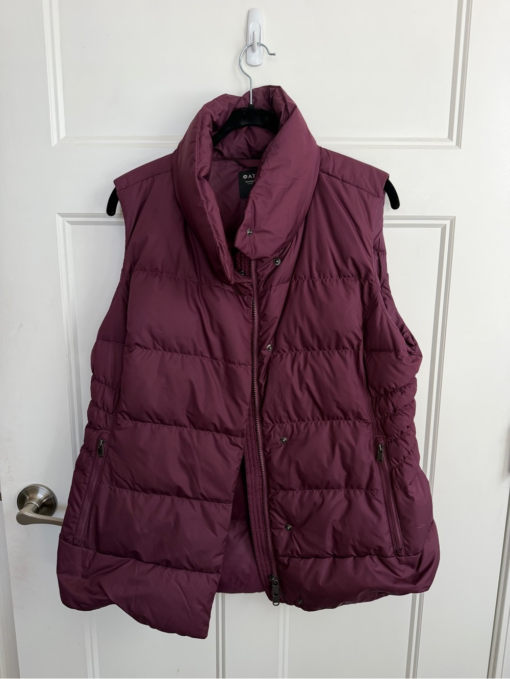 Athleta Burgundy Quilted Downtown Puffer Vest